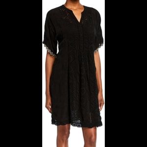 Johnny Was Eyelet Lace Embroidered Black Dress